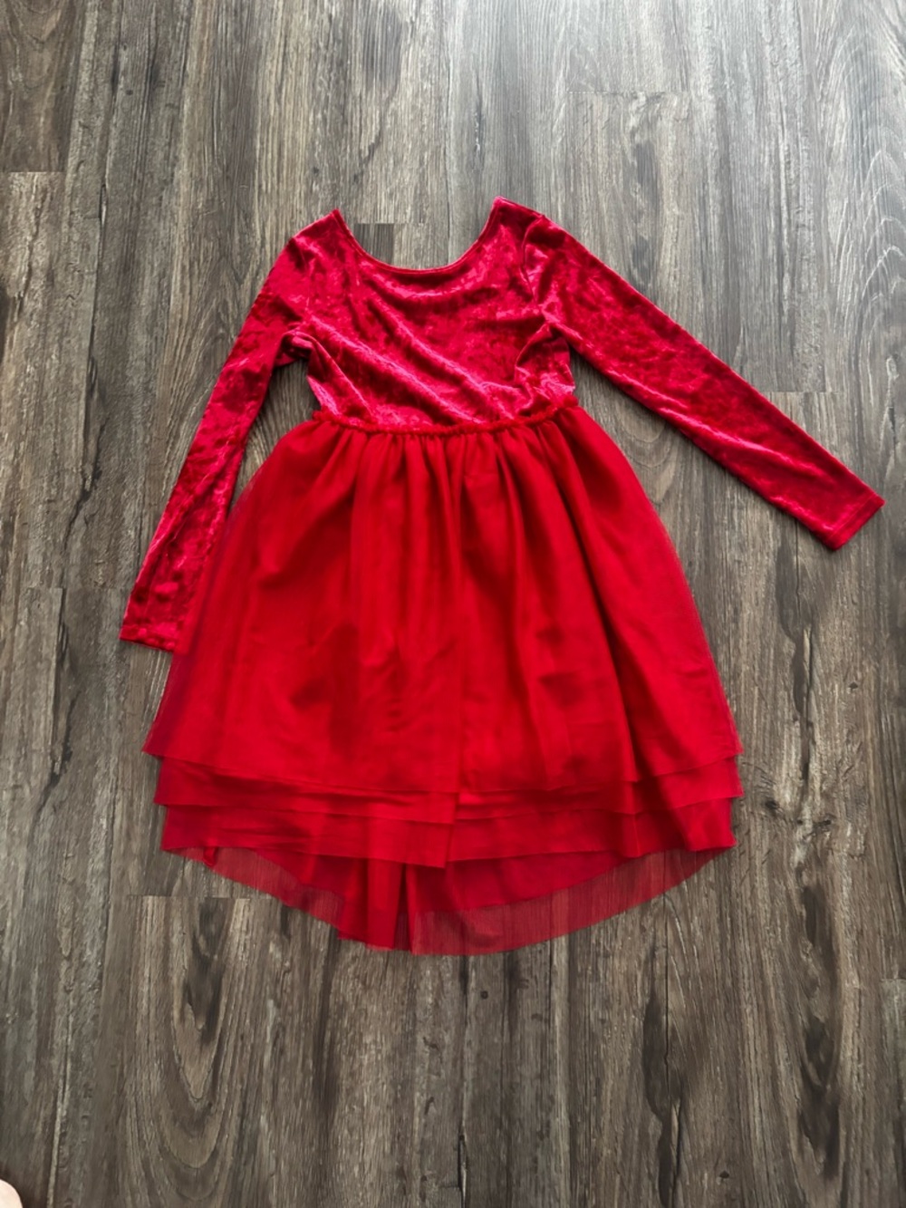 Cat & Jack Red Layered Velvet and Tulle Holiday Dress